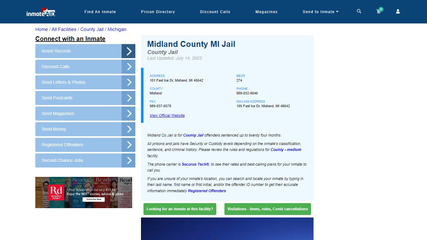 Midland County MI Jail - Inmate Locator - Midland, MI